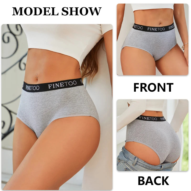 Women's 4-Piece Cotton High-Waist Seamless Breathable Elastic Underwear