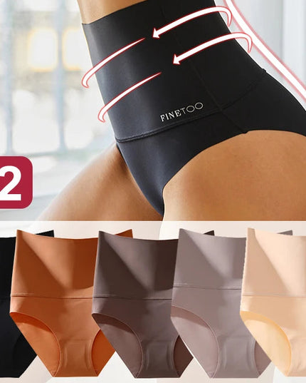 2-Pack High Waist Women's Slimming Breathable Briefs Underwear Set