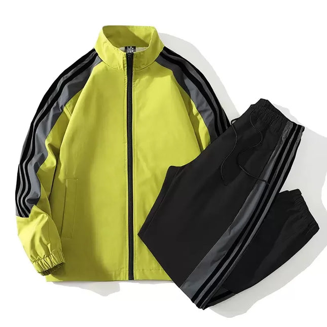 Men's Casual 2-Piece Zipper Jacket and Jogger Pants Set - Loose Fit Sportswear for Men