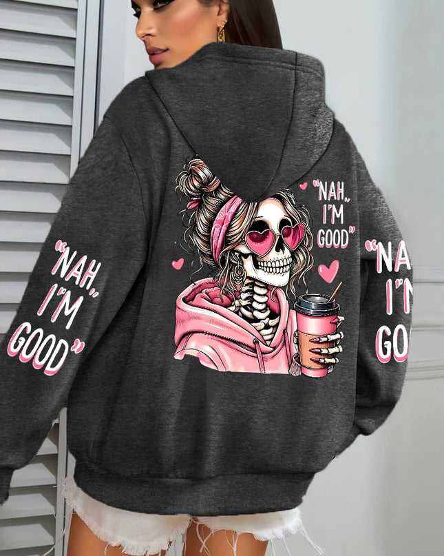 Women's "Expensive Talks Back" Printed Hoodie Sweater - Loose Fit