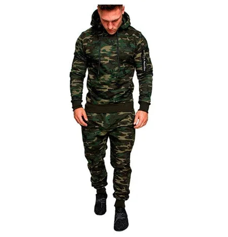 Men's Two-Piece Hooded Sweatshirt & Drawstring Pants Set