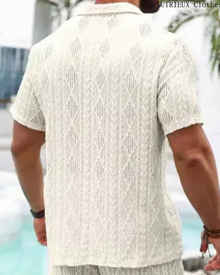 Men's Breathable Lace Hollow-Out Casual Shirt