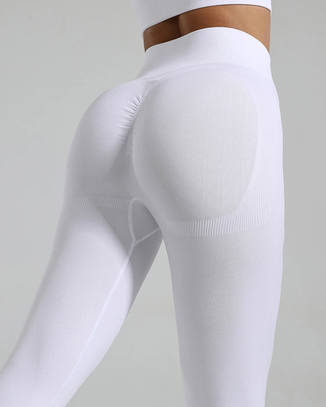 High-Waisted Ribbed Yoga Bra & Leggings Set for Women with Tummy Control