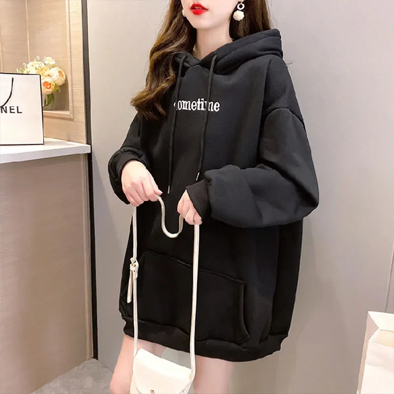 Women’s Fleece Thicken Hooded Pullover Sweater with Rabbit Ear Design