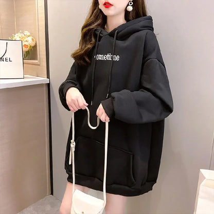 Women’s Fleece Thicken Hooded Pullover Sweater with Rabbit Ear Design