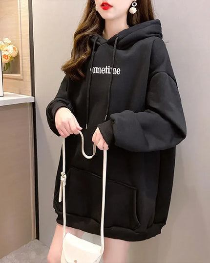 Women’s Fleece Thicken Hooded Pullover Sweater with Rabbit Ear Design