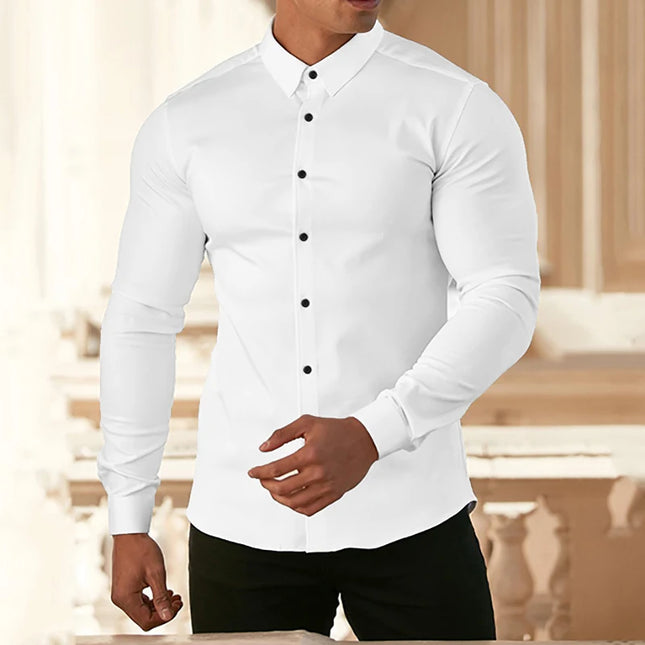 Men's Slim Fit Casual Long Sleeve Shirt - Stylish & Comfortable Men's Dress Shirt
