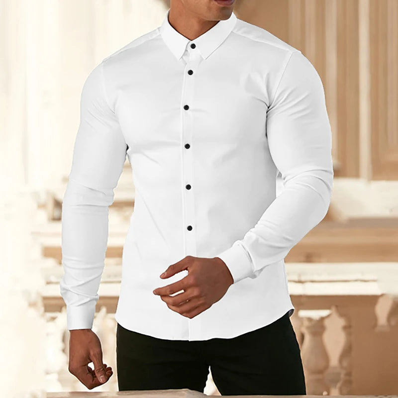 Men's Slim Fit Casual Long Sleeve Shirt - Stylish & Comfortable Men's Dress Shirt