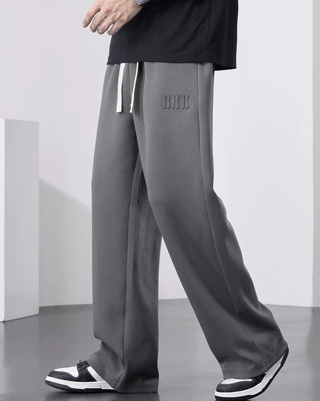 Men's Cotton Wide Leg Sweatpants with Drawstring & Letter Print