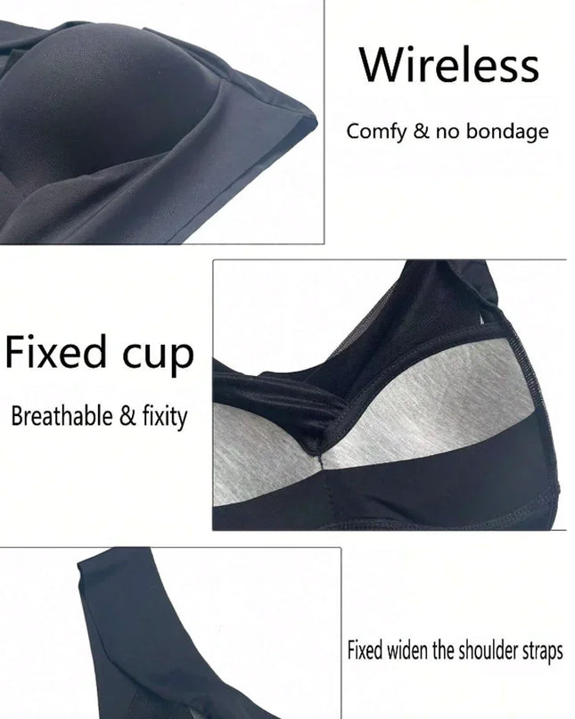 2-Pack Women’s Plus Size Lace Seamless Bras & Bralettes – Backless Wireless Support