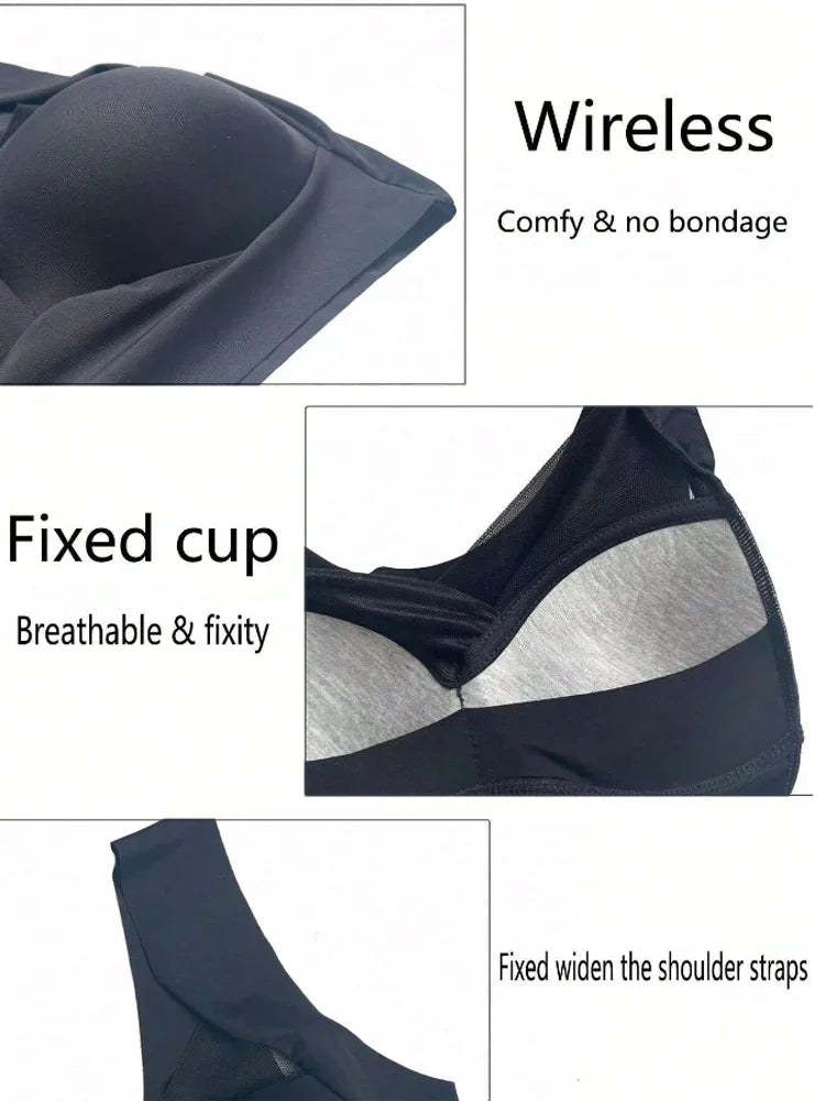 2-Pack Women’s Plus Size Lace Seamless Bras & Bralettes – Backless Wireless Support