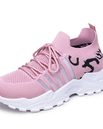 Women's Breathable Casual Lace-Up Sneakers with Thick Sole