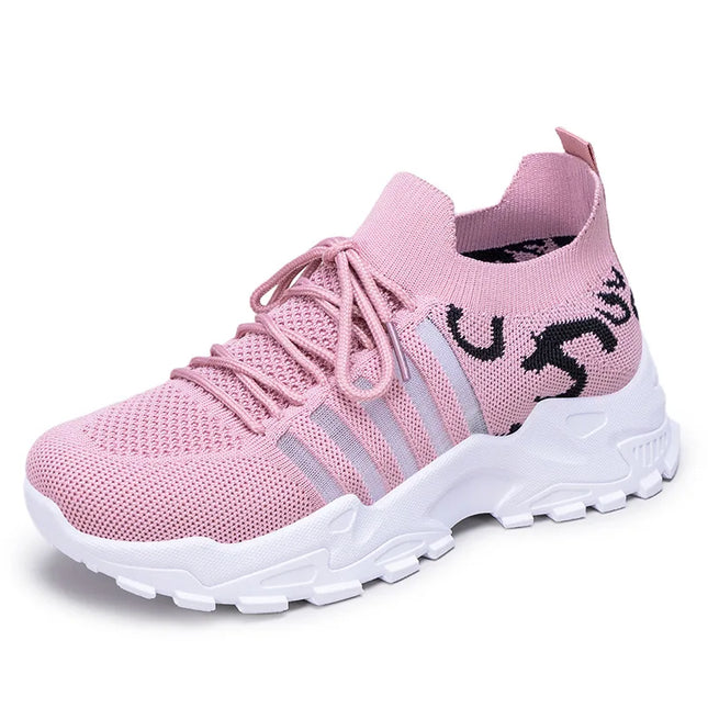 Women's Breathable Casual Lace-Up Sneakers with Thick Sole