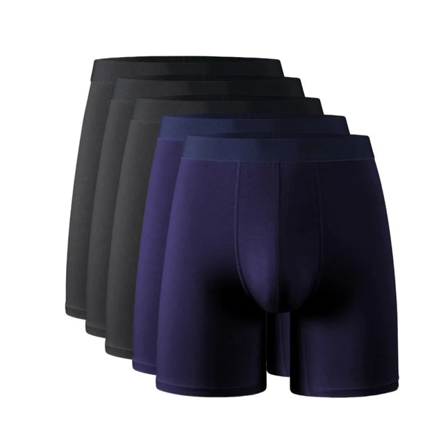 Men's Long Leg Boxer Briefs Multipack - 95% Bamboo Fiber & 5% Spandex