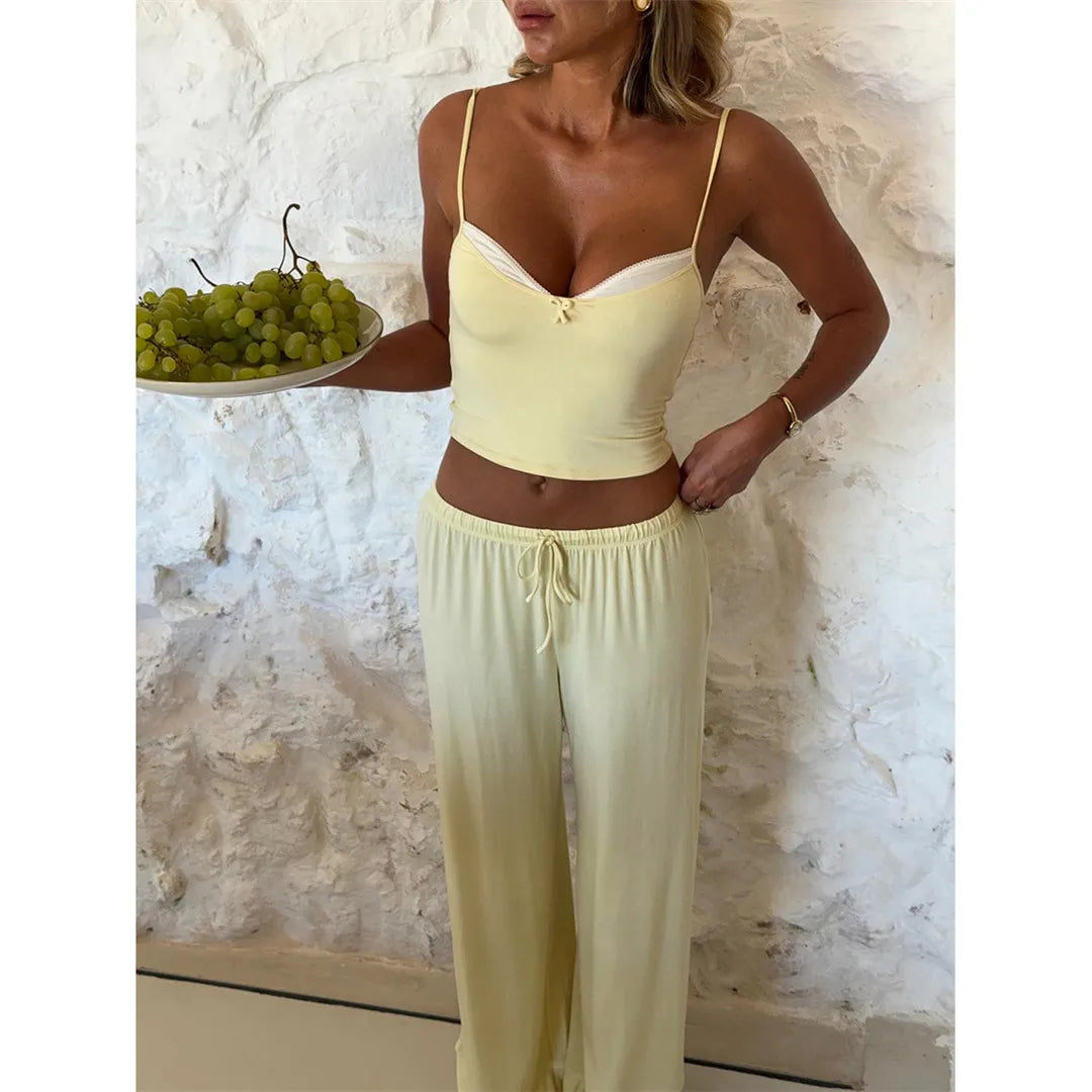 Women's Two-Piece Vest and Loose Drawstring Pants Set