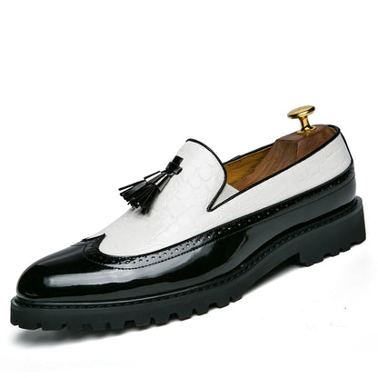 Men's Casual Slip-On Shoes - Crocodile Print Genuine Leather Loafers