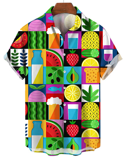 Men's T-Shirt with a Variety of Fruit and Animated Print