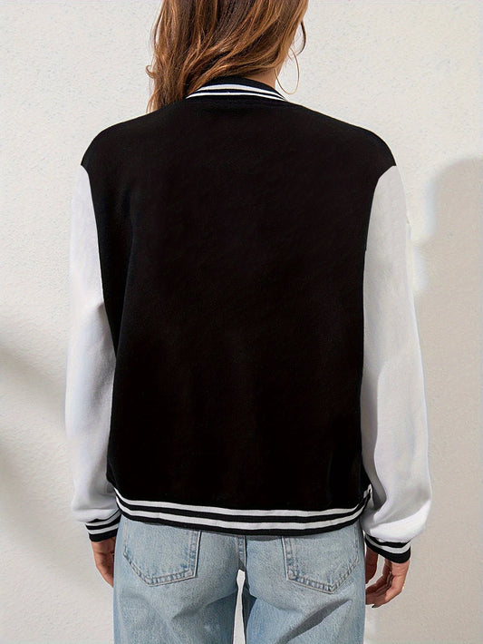 Women's New York Art Letter 23 Printed Fleece Baseball Jacket