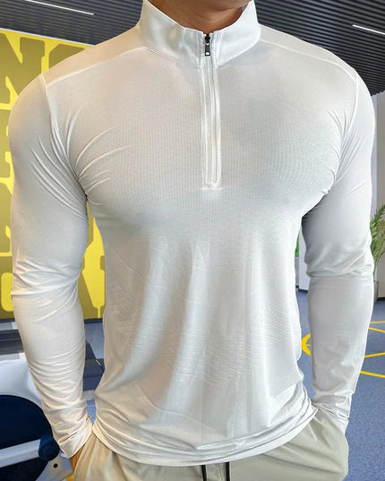 Men's High Collar Compression Fitness Sweatshirt - Various Colors