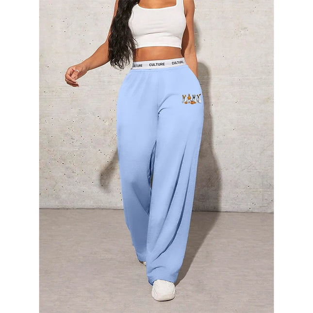 Women's Cartoon Print Loose Wide-Leg Sweatpants