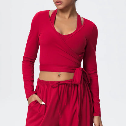 Women Drawstring Yoga Pants Wide Leg Loose Casual  Straight