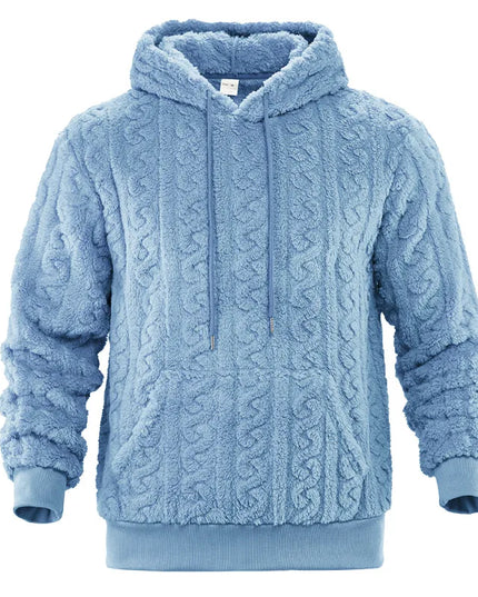 Men's Vintage Jacquard Textured Fleece Hoodie Sweater