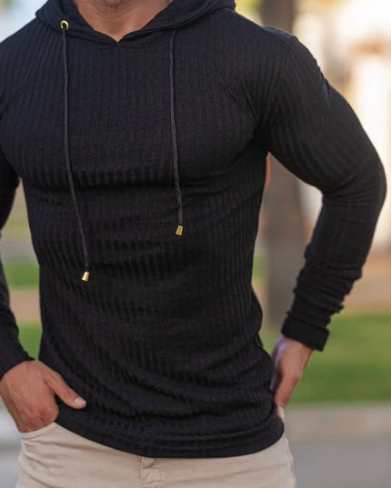 Men's Slim Fit Hooded Knit Sweater - Various Colors