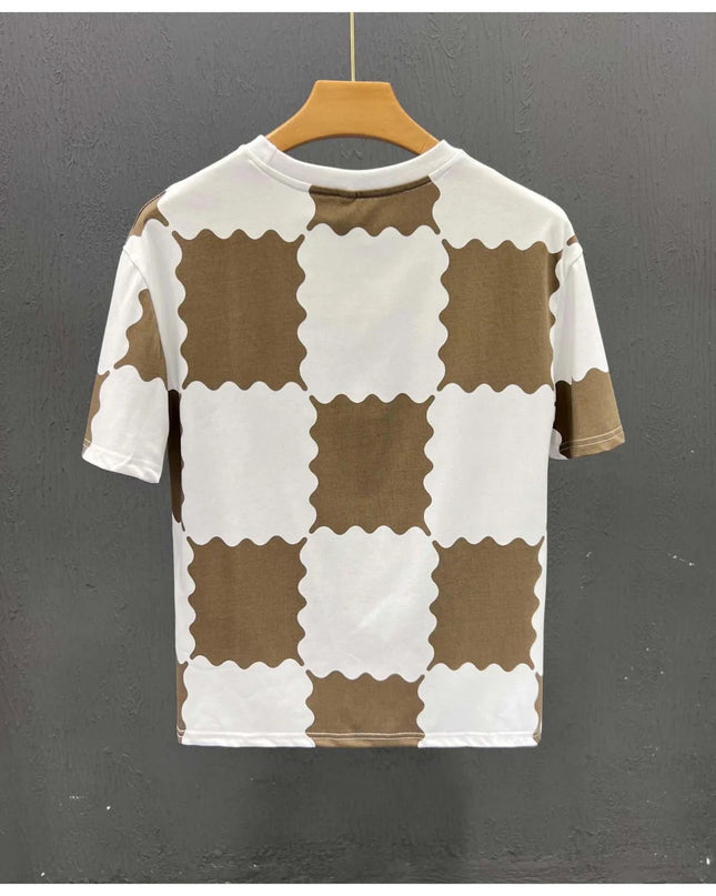 Men's Plaid Short-Sleeve T-Shirt with Embroidery