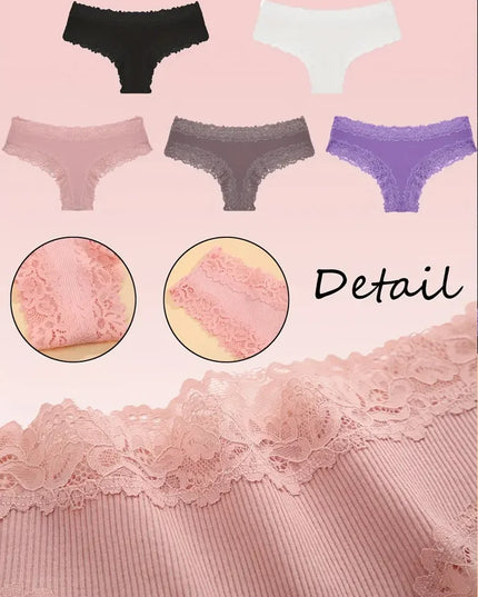 Set of 3 Women's Cotton Lace Panties - Floral Print & Trendy Patchwork Briefs