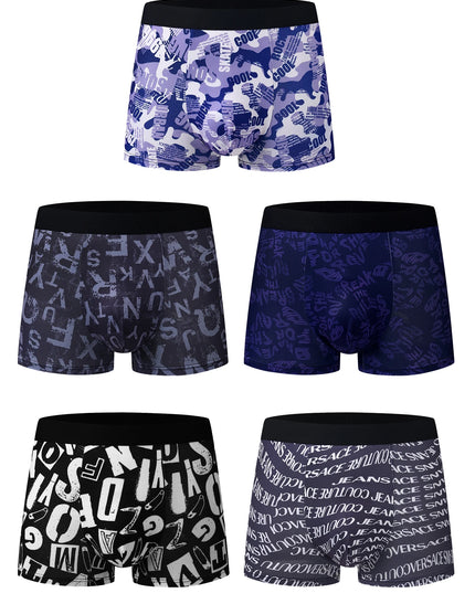 10-Pack Men’s Graffiti Letter Boxer Briefs – Assorted Colors, Stretchy & Skin-Friendly