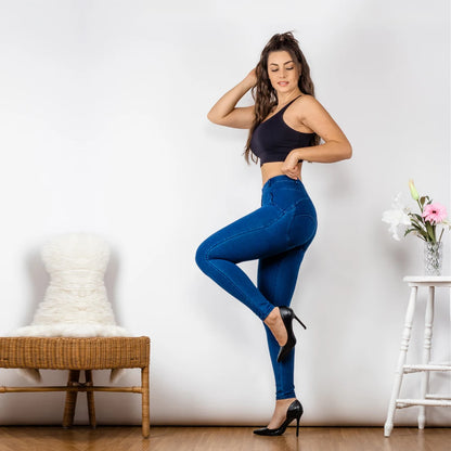 Mid Rise Super Stretch Straight Leg Jeans