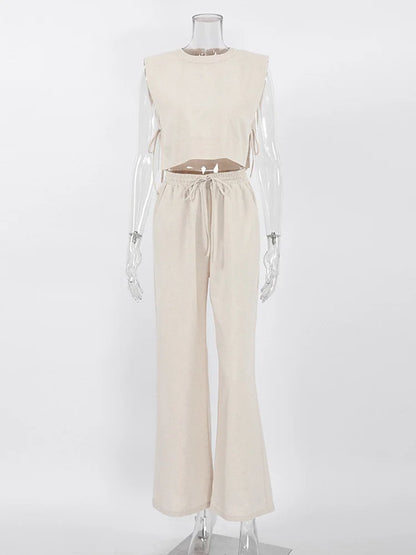 Women's Linen Crop Top and Pant Set