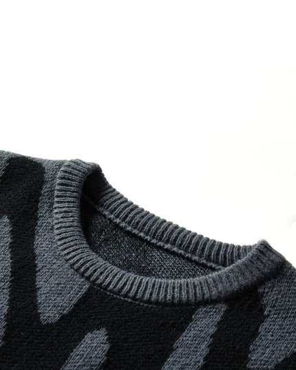 Men's Knitted Jacquard Pattern Pullover Sweater - Stylish & Comfortable Knitwear