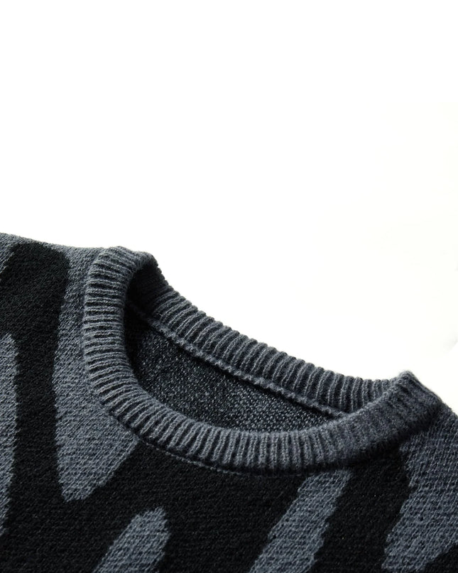Men's Knitted Jacquard Pattern Pullover Sweater - Stylish & Comfortable Knitwear