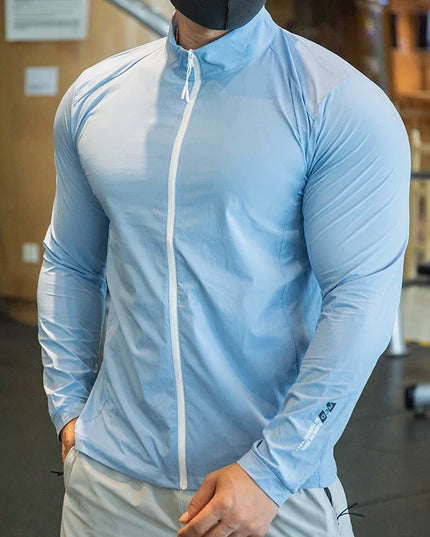Men's Breathable Elastic Compression Jacket - Lightweight, Athletic Fit for Active Wear