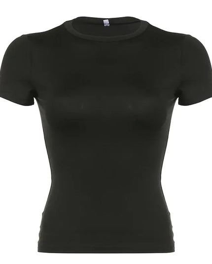 Casual Women's Short Sleeve Crewneck Crop To- Slim Fit