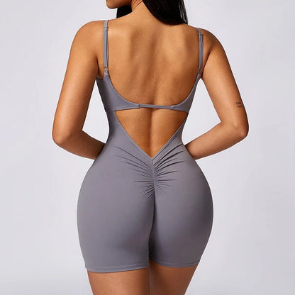 Women's Backless One-Piece Bodysuit - Fitness Seamless Jumpsuit for Activewear & Workout