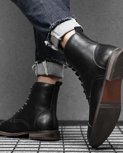 Men's Height Increasing Boots – 8CM Elevated Dress Shoes with Built-in Heel Lift