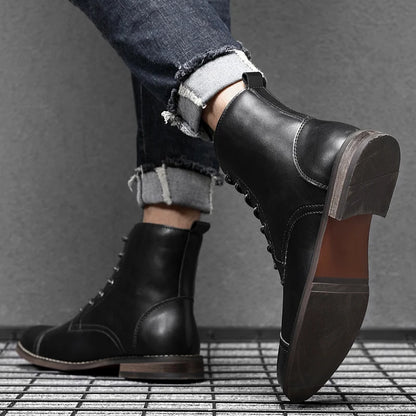 Men's Height Increasing Boots – 8CM Elevated Dress Shoes with Built-in Heel Lift