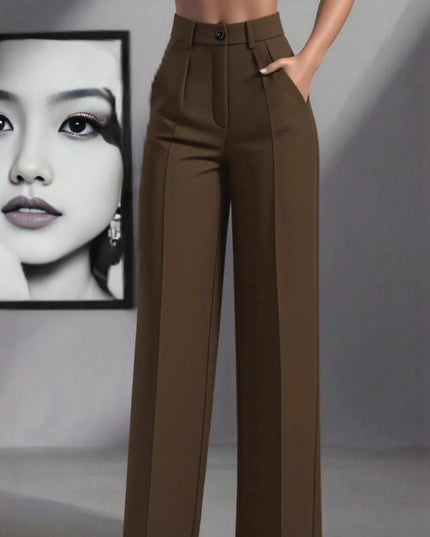 High-Waisted Straight Leg Pants for Women with Button Fly