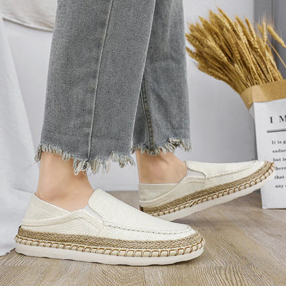 Comfortable Men's Slip-On Flats - Breathable Canvas Linen Loafers