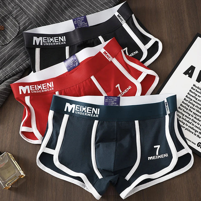 Classic 3-Piece Cotton Boxer Briefs Set for Men - Soft, Breathable, and Absorbent Underwear