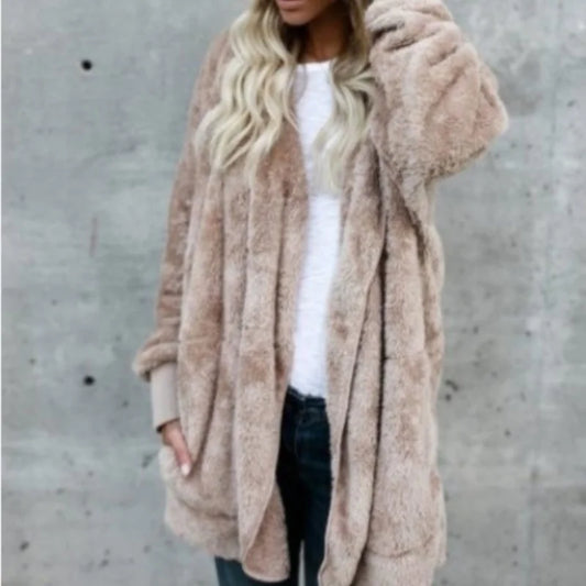 Women's Oversized Hooded Fleece Cardigan