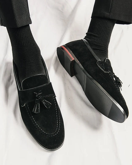 Men's Faux Suede Tassel Loafers – Comfortable Casual Flats for Men