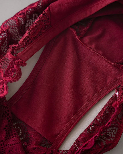 3-Piece Luxury Floral Lace Embroidery Briefs Set for Women - Sensual Hollow Lingerie & Breathable Underwear