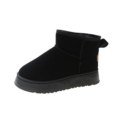 Women's Casual Short Plush Snow Boots in Faux Suede