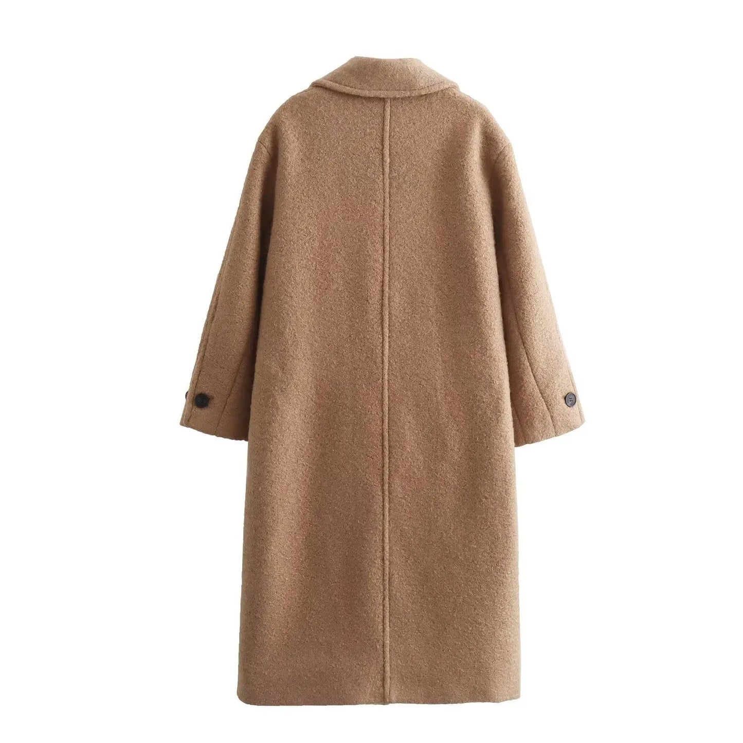Women's Long Warm Coat with Button Closure, Thick Insulation & Turn-Down Collar