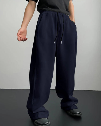 Unisex Wide Leg Sweatpants with Elastic Waist and Drawstring