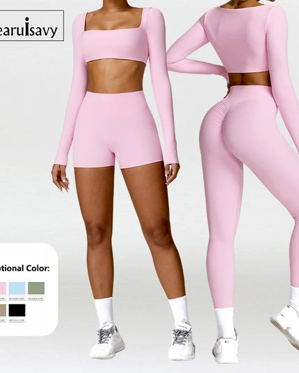 2-Piece Women's Yoga Set: Long Sleeve Bra and Leggings - Various Colors