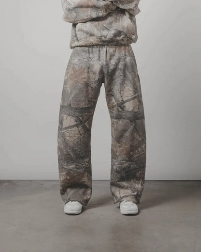 Oversized Camo Pattern Hooded Jacket and Elastic Waist Pants Set for Men